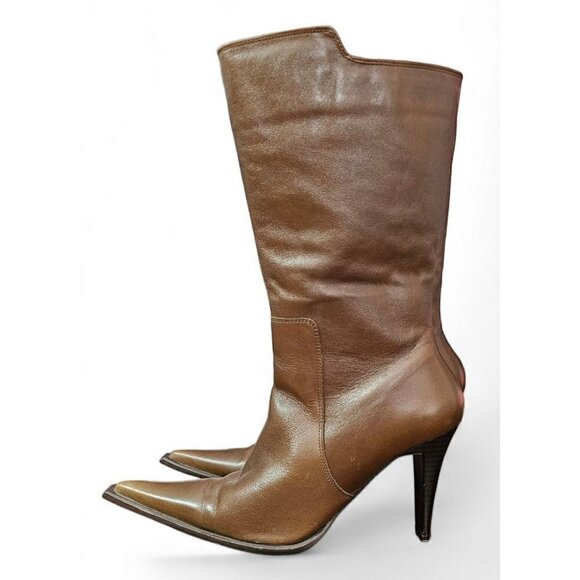 RARE VINTAGE Danisha by Siete Leguas brown 3.75" heels boots size size MX26.5/7. - Picture 8 of 16